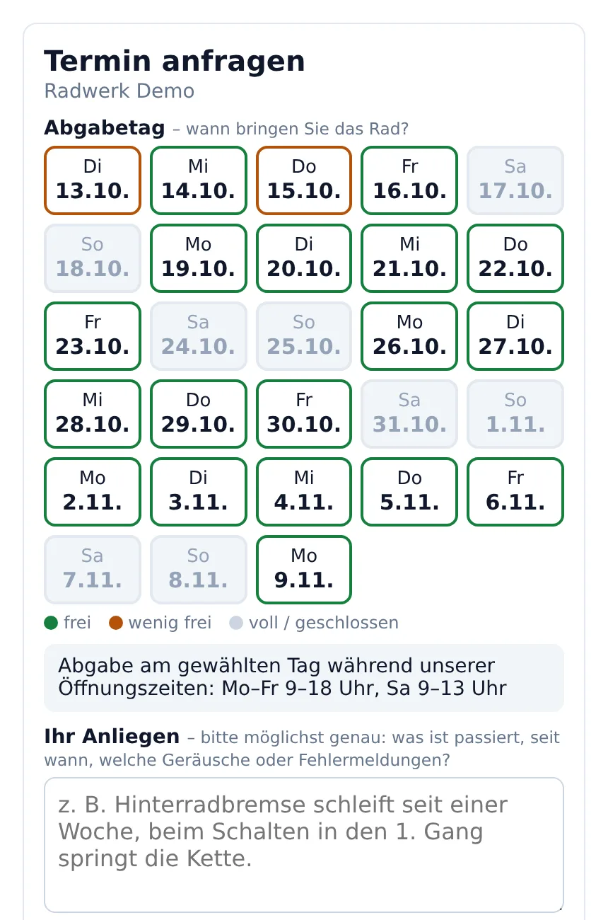 Werkstattbund App am Handy: Terminanfrage für Kunden